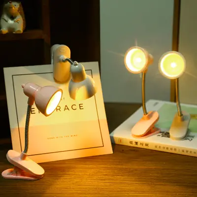 Sevimli kız gibi kalp mini masa lambası yaratıcı göz koruması okuma klipsi lamba başucu gece lambası taşınabilir kitap klipsi lambası