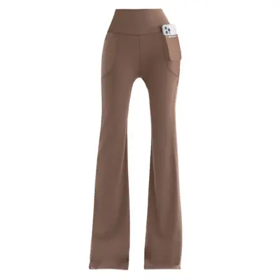 Flared Yoga Pants with Pockets, Black Gold, Plus Size - 6