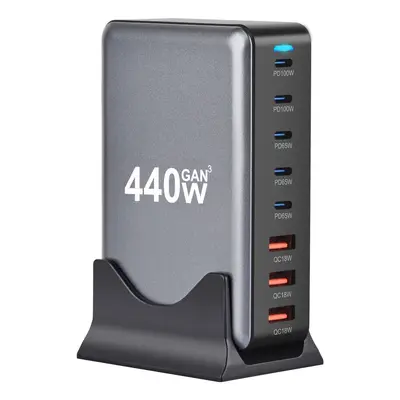 Çapraz Sınır 440W Masaüstü Şarj İstasyonu 440W Çok Portlu USB Çok Fonksiyonlu Hızlı Şarj 440W Nitrür Galyum Şarj Cihazı