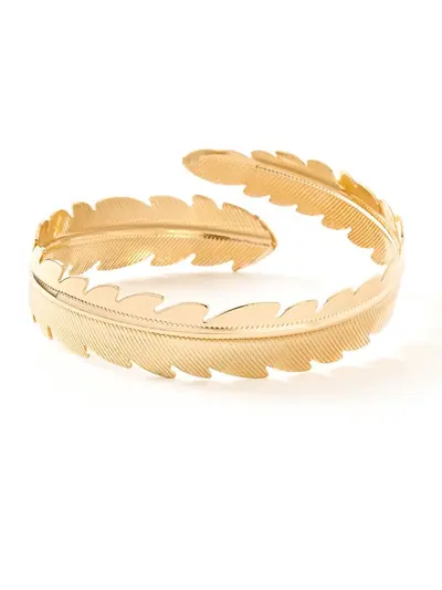 Geometric metal bracelet set, 6-piece leaf design - 9