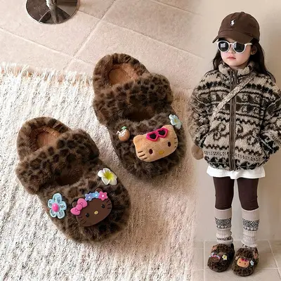 Girls' Ballet Style Winter Cotton Slippers with Thick Sole - 3
