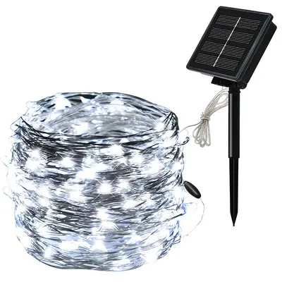 8-Function Solar Copper Wire LED String Lights for Outdoor Use - 9