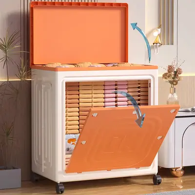 Faltbare Aufbewahrungsbox ohne Montage, große Kapazität mit Klappdeckel für Wohnzimmer und Schlafzimmer, Organizer für Kleidung, Bettdecken und Spielzeug
