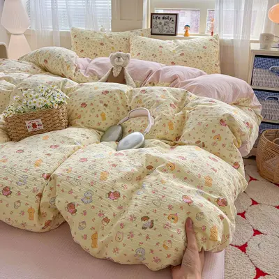 Class A Double-Layer Gauze Cotton Bedding Set, Washable, Four-Piece