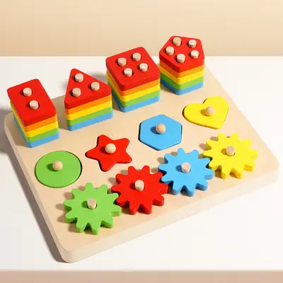 Holz-Tierformen Sortierspielzeug für Farben und Formen - 9