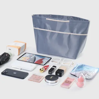 Nylon Bag Organizer Insert with Triple Zipper, Large Medium Small Sizes - 4