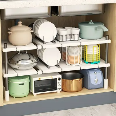 Pull-Out Under-Sink Storage Rack, Multi-Layer, Kitchen