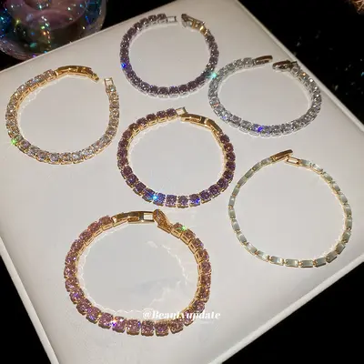 Süper Parlak Zirkon Geometrik Kare Toka Bileklik Moda Sade Her Kombine Uyumlu Zarif Bileklik Lüks Görünümlü Yüksek Kaliteli Kadın Takı