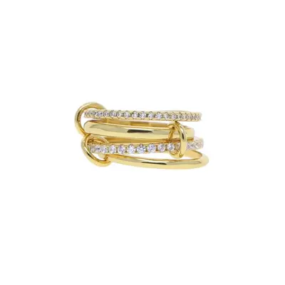 Titan-Stahl Kubikzirkonia-Ring, 18K Gold und Silber - 9
