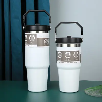 304 Paslanmaz Çelik Çift Katmanlı Termos Bardak 30 oz Pipetli Buzlu Bardak - 7