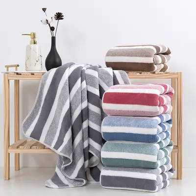 Coral Fleece Towel Set 8-Piece, Absorbent Couple Bath and Beach Towels