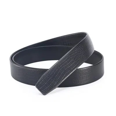 Black belt wholesale men's microfiber wear-resistant and scratch-resistant headless crocodile pattern belt automatic buckle comfortable trouser belt
