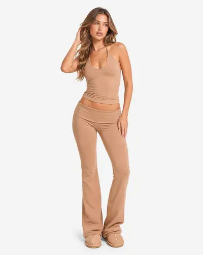 Women's Yoga Set Chest Pad High Waist Quick-Dry Flared Pants - 13