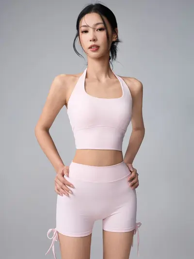 Yoga-Set mit Neckholder-Top im Knotendesign und hoher Taille - 5