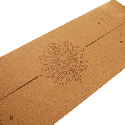 Cork Yoga Mat, Thick Natural Rubber, Wide, Laser-Engraved Logo Option - 6