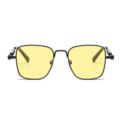 Men's Driving Sunglasses, Retro Metal Square Frame, Spring Temples - 6