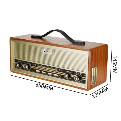 Retro Bluetooth Speaker with Card Slot, Portable Wooden Stereo Radio - 3