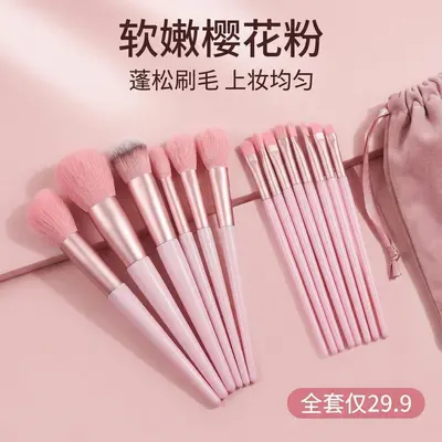 13-Piece Beginner Makeup Brush Set, Long Handle Soft Bristles - 9