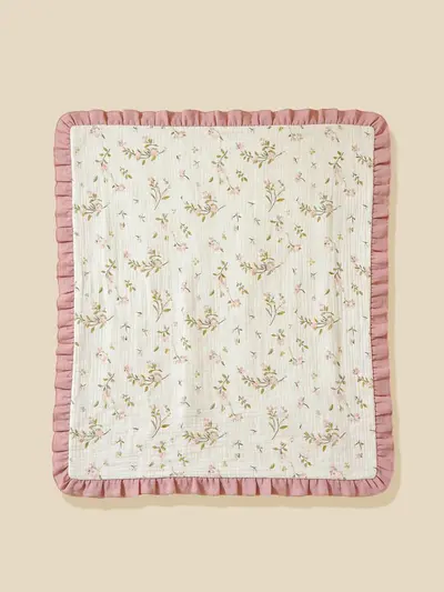 4-Layer 100% Cotton Ruffled Baby Swaddle Blanket