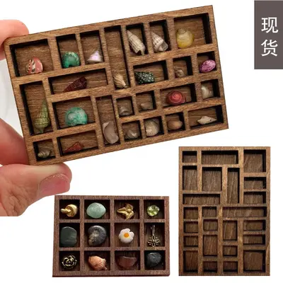 Cross-border Miniature Display Shelf Wooden Miniature Jewelry Rack Mineral Specimen Storage Decoration