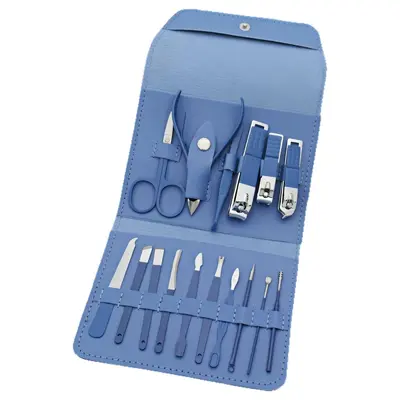 Fertig-Set mit 16-teiligen schwarzen Nagelscheren vom Hersteller, Nagelscheren, Maniküre-Werkzeuge, Klapptasche, Nagelscheren-Set, Großhandelspreis