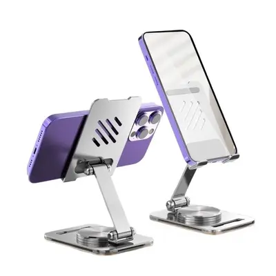 Masaüstü cep telefonu tutucusu tamamen metal döner taban kaldırılabilir katlanır taşınabilir cep tablet telefonu evrensel cep telefonu tutucusu - 6