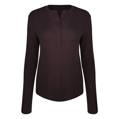 Women's Yoga Henley Collar Long Sleeve T-Shirt, Slim Fit - 7
