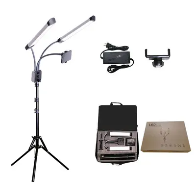 Doppelarm-Ringlicht mit zwei Köpfen, Dual-Farbtemperatur-Füllleuchte für Live-Streaming, Permanent Make-up, Beauty und Make-up, tragbares LED-Studiolichtsystem für Streamer und Fotografen
