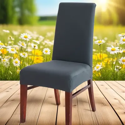 Sınır Ötesi Sıcak Satış Modern Ev Elastik Sandalye Örtüsü Yarım Boy Düz Renk Otel Sandalye Örtüsü Yemek Masası Sandalye Kapağı Süt İpek Kılıf