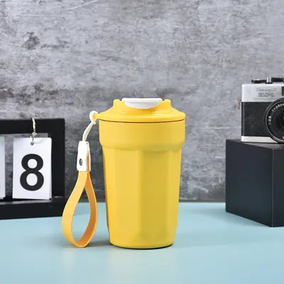 Hochwertige 316er Edelstahl-Thermoskanne, achteckige Kaffeetasse, tragbar mit Seil, Werbeartikel für den Außenbereich, kundenspezifisches Trinkglas - 8