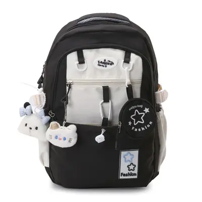 Leichter Schulrucksack im koreanischen Stil mit Farbblockdesign - 9