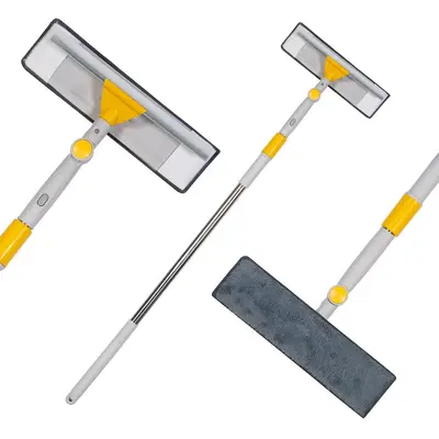 Telescopic Pole Rotating Double-Sided Window Squeegee for High-Rise Glass Cleaning