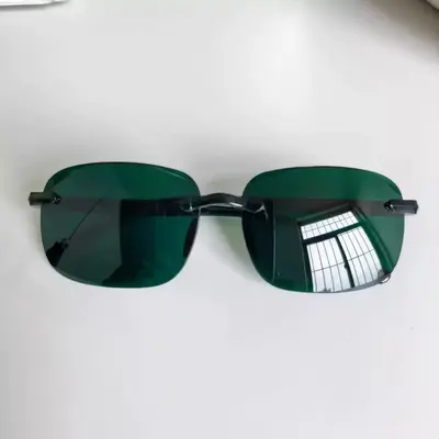 Modische rahmenlose Sonnenbrille mit Schnittkante, UV400-Schutz - 8