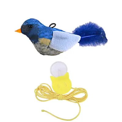 Simulated Sound Bird Cat Toy with Hanging Feather Wand - 9