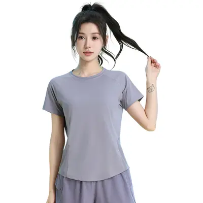 瑜伽服女2025新款运动上衣夏季薄款透气跑步宽松速干健身服短袖