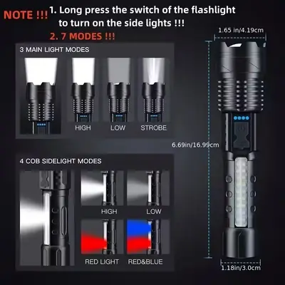 A76 Rechargeable Flashlight Strong Light Long Battery Life Portable Long-Range Outdoor Tor