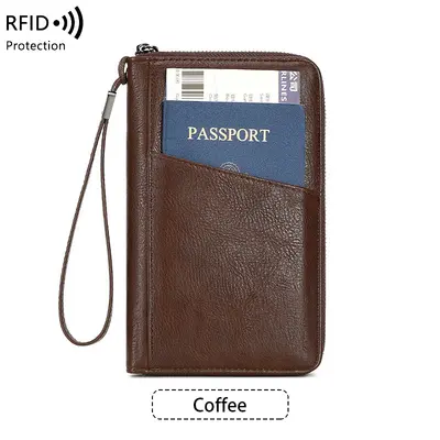跨境新款RFID长款护照夹机票收纳证件包多功能旅行拉链护照包 - 9