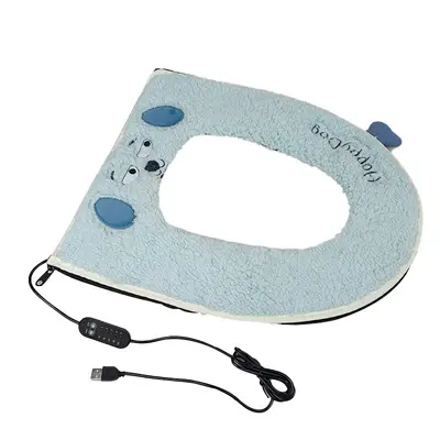 USB-Heizsitzauflage Elektrische Beheizung Winter Plüsch warme Toilettensitzbezug Sitzring mit Griff universell Konstanttemperatur WC-Sitzbezug [
