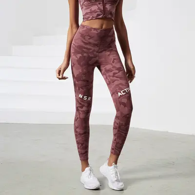 Damen-Laufkompressionsleggings, Camouflage, hohe Taille, schnelltrocknend - 11