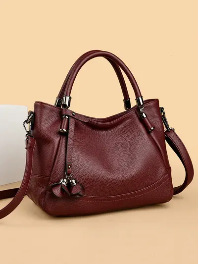 Women's Soft Leather Handbag, Large Capacity, Single Shoulder Strap - 5