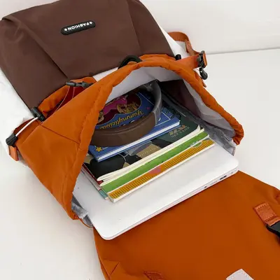 Contrast Color Drawstring Backpack, Large Capacity Outdoor - 3
