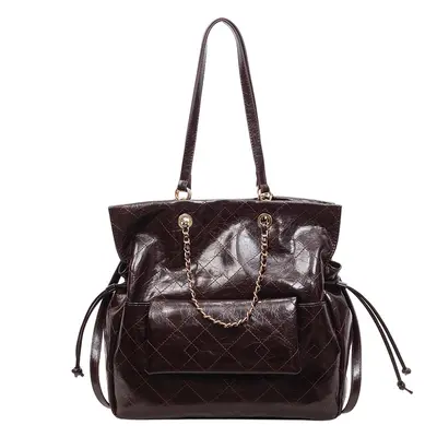 Women's Backpack, Large Capacity, Oily Leather Look - 9