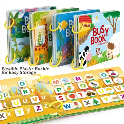 Children's Busy Book with Tear-Out Cartoon Pages, Educational Early Learning Toy