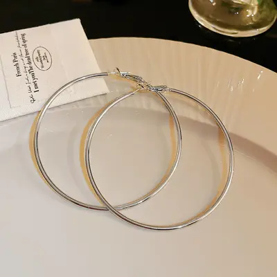 Silbernadel-Kreisohrring, minimalistisches Design - 12