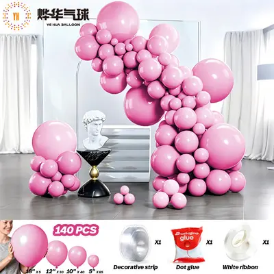 Birthday Party Backdrop Cloth with Balloon Chain Set and Ribbon - 8