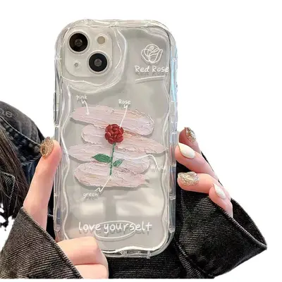 iPhone 17 Pro şeffaf telefon kılıfı, Apple 16 Pro Max, sınır ötesi 15 kız, 14/13 uyumlu pigmentli gül desenli. - 6