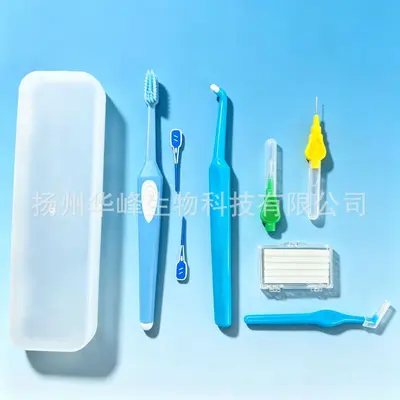 Orthodontic cleaning kit, protective wax, toothbrush, floss, 8-piece
