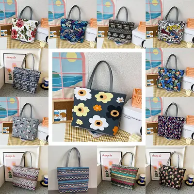 Großhandel neue Leinwand-Damentasche großes Fassungsvermögen bedruckte Tasche koreanischer Stil Tote Bag literarische Schülertasche grenzüberschreitende Tasche