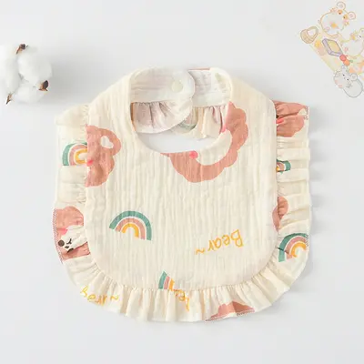 Reine Baumwolle Baby-Lätzchen mit Rüschen, Klasse A Mull, saugfähig - 7
