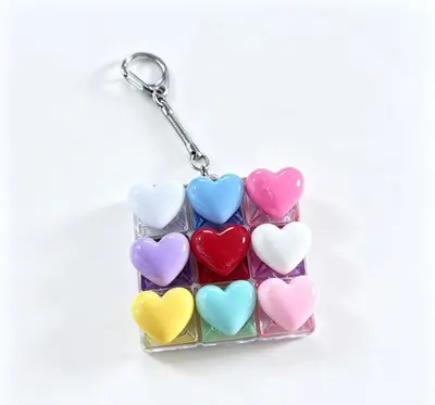 Valentine's Heart Button Squeeze Fidget Keychain - 7